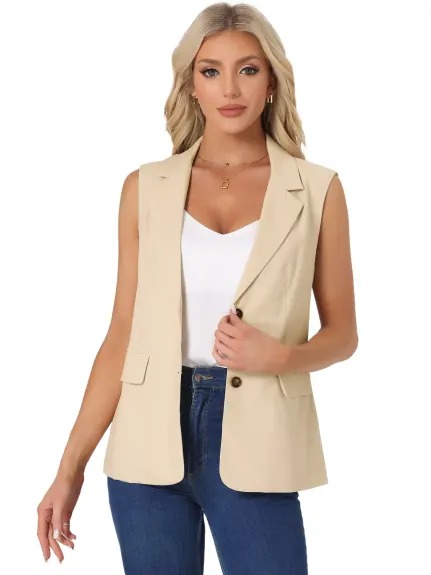 Allegra K- Office Sleeveless Blazer Suit Vest