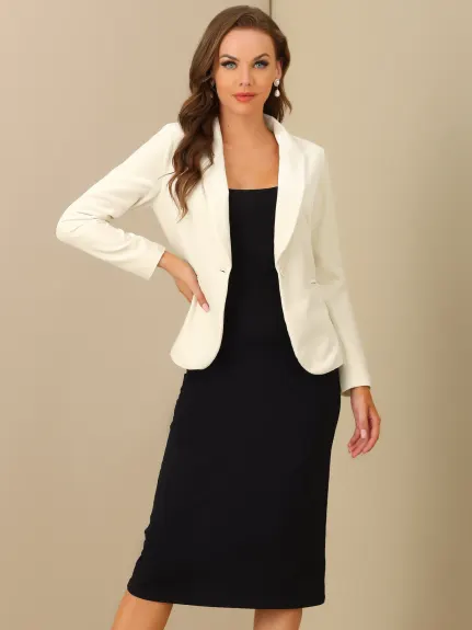 Allegra K- Shawl Collar One Button Velvet Blazer