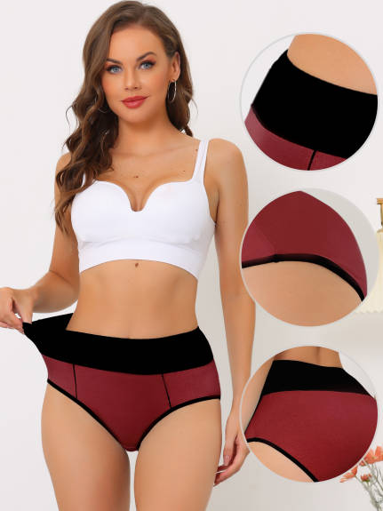 Allegra K- High Waist Color-Block Brief Pack, Combo 1