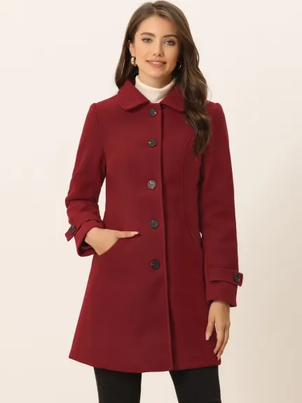 Allegra K- Peter Pan Collar Outwear Trench Caban