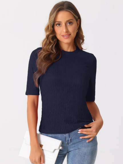 Allegra K - Half Sleeve Ruched Basic Blouse