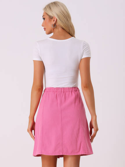 Allegra K- High Waist A-Line Denim Skirt