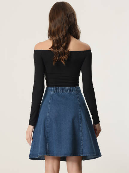 Allegra K- A-Line High Waist Denim Skirt