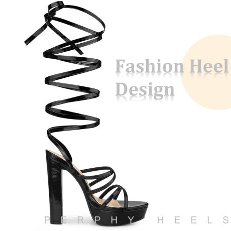 Allegra K- Platform Block Heel Lace up Heels Sandals