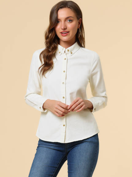 Allegra K- Long Sleeve Button Down Jean Denim Shirt