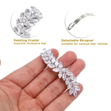 Unique Bargains - Faux Crystal Leaf Wedding Hair Barrettes