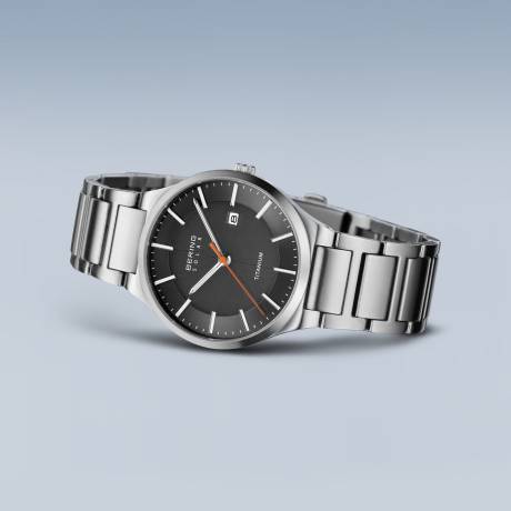 BERING - 39mm Men's Solar Titanium Watch In Silver/Silver