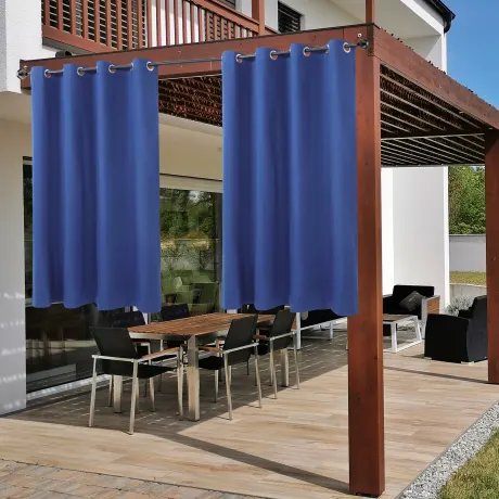 PiccoCasa- 100% Blackout Waterproof Grommet Curtains with Black Liner, 2 Panels Set 52 x 63 Inch