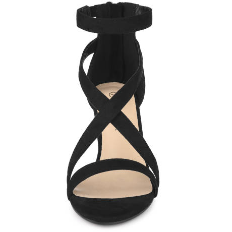 Allegra K- Crisscross Ankle Strap Chunky Heel Sandals