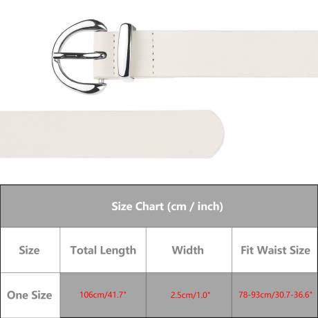 Allegra K- Faux Leather Belt with Silver Buckle