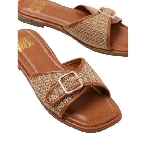 Where's That From - Womens/Ladies Vermont Raffia Buckle Sliders