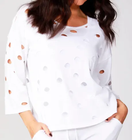 Solid Holey Crew Top