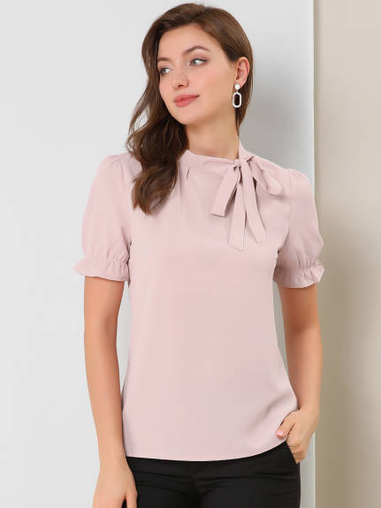 Allegra K - Tie Neck Summer Blouse Pack, Pink Combo 2