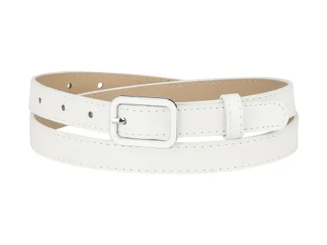 Allegra K- Rectangle Pin Buckle Thin Waist Belt