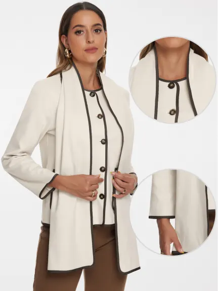 Allegra K- Manteau d'hiver à col écharpe avec boutons