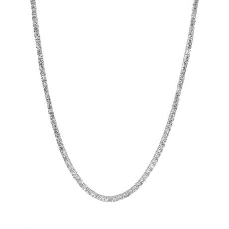 Genevive Sterling Silver with 3mm Clear Cubic Zirconia 18 Inch Tennis Necklace