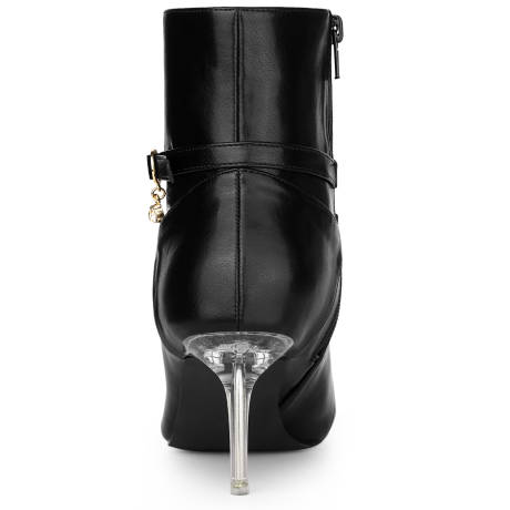 Allegra K- Pointed Toe Clear Stiletto Heels Ankle Boots