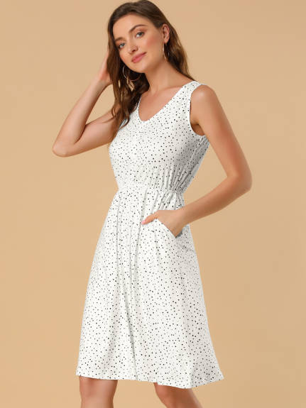 Allegra K- Polka Dots Elastic Waist Midi Sundress