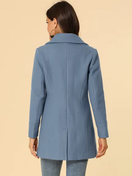 Allegra K- Notched Lapel Button Single Breasted Coat