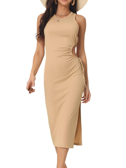 Allegra K- Cut Out Split Bodycon Midi Dress