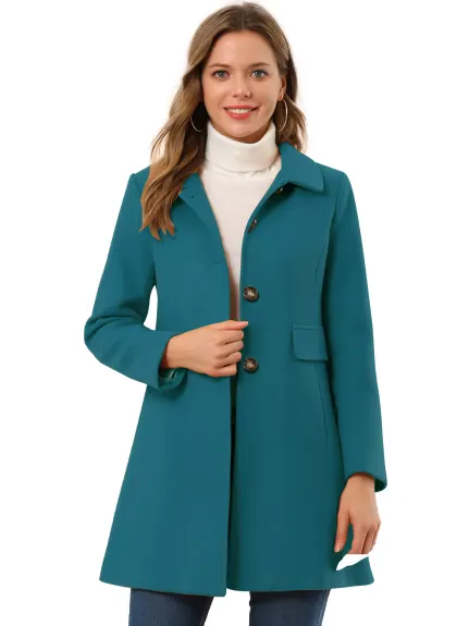 Allegra K- Vintage Lapel Collared Single Breasted Mid-Long Overcoat