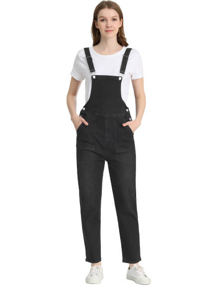 Allegra K - Casual Adjustable Bib Long Denim Overalls Pants