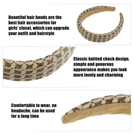 Unique Bargains - Tweed Check Padded Headband