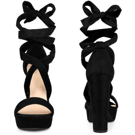 Allegra K- Platform Lace Up Chunky High Heel Sandals