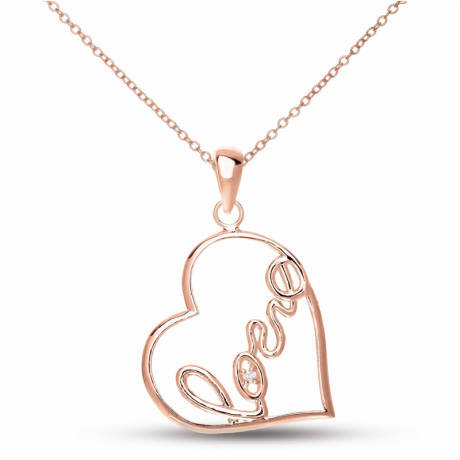 Genevive Classy " Love " Heart Shape Pendant Necklace