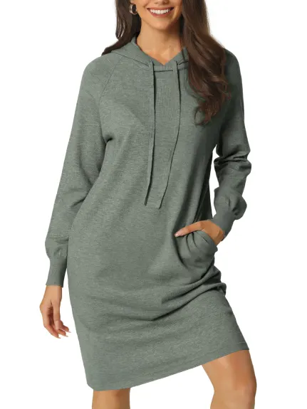 Allegra K- Pullover Sweatshirt Long Sleeve Hoodie Dress