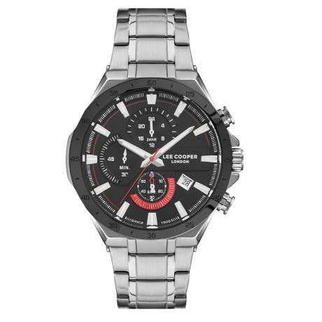 LEE COOPER-Montre Hommes Argenté 47mm Cadran Noir