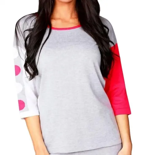 ANGEL - 3/4 Sleeve Color Block Crew Top