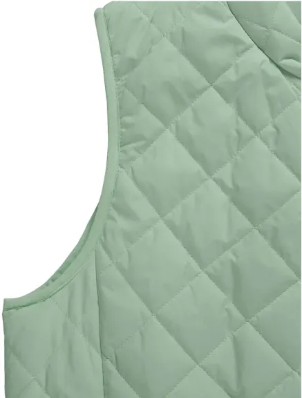 Allegra K- Stand Collar Lightweight Gilet Quilted Zip Vest