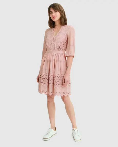 Belle & Bloom Sweet Talk Eyelet Mini Dress