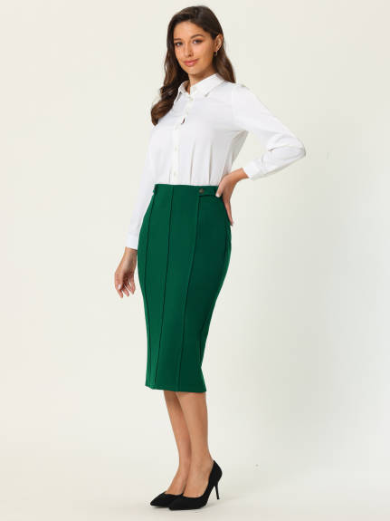 Hobemty- High Waist Pleated Front Bodycon Skirt