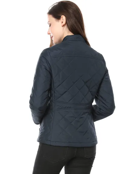 Allegra K- Veste matelassée légère zippée à manches longues