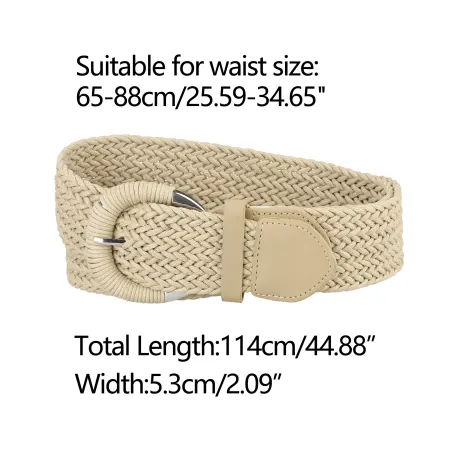 Allegra K- Woven Wide Braided Waist Belt Metal Buckle