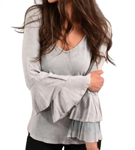 ANGEL - Stone Wash Bell Sleeve Top