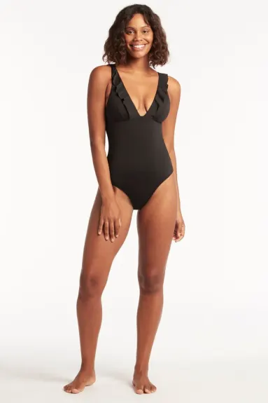 Sea Level Swim  Eco Essentials Frill One Piece Swimsuit