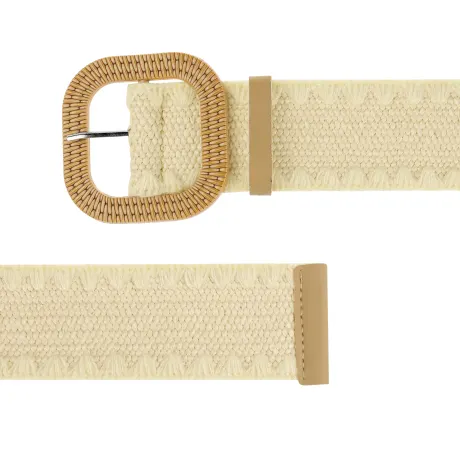 Allegra K- Straw Woven Elastic Stretch Wide Belt Boho Braid