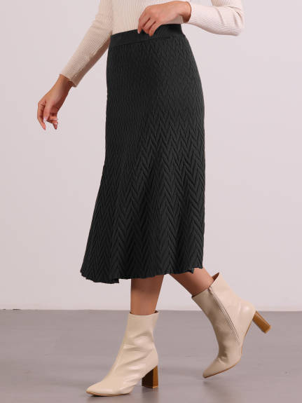 Allegra K - High Waist A-Line Stretchy Knit Skirt