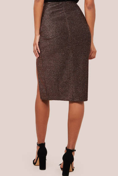 Goddiva - Knot Front Thigh Split Midi Skirt