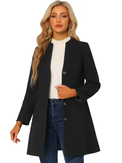 Allegra K - Manteau long à simple boutonnage et col en V