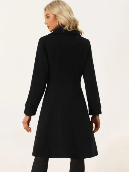 Allegra K - Elegant Lapel Collar Swing Overcoat