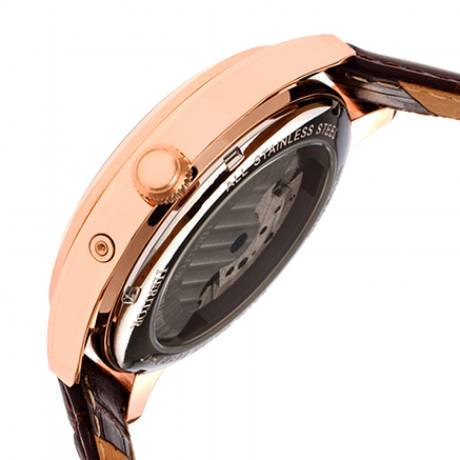 Montre automatique semi-squelette Heritor Sebastian avec bracelet en cuir - Noir