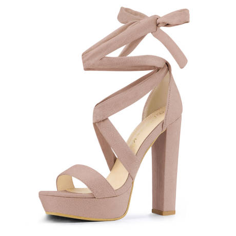 Allegra K- Lace Up Platform Heel Sandals