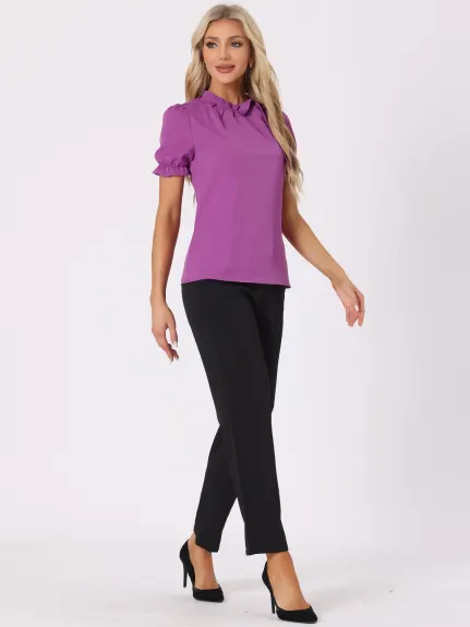 Allegra K - Bow Tie Neck Elegant Summer Top