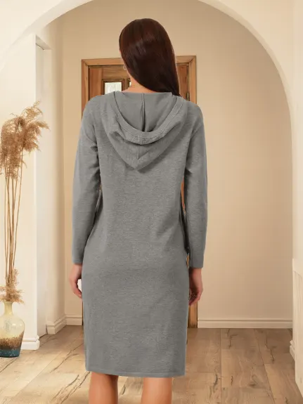 INSPIRE CHIC - Robe à capuche midi à manches longues et col en V pour l'automne