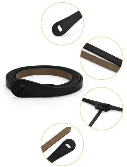Allegra K- Adjustable Belt Leather Skinny Waistband No Buckle