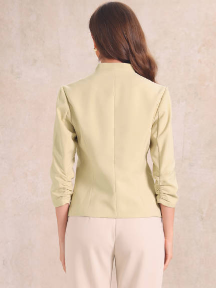 Allegra K- 3/4 Sleeved Open Front Suit Blazer